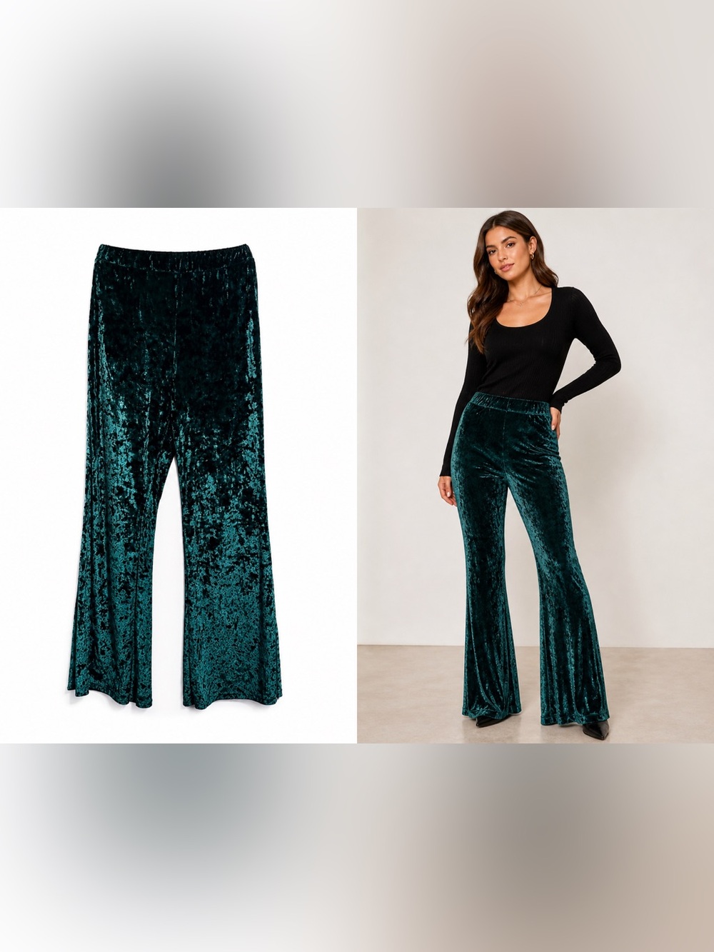 Velvet Flare Pants in Dark Teal